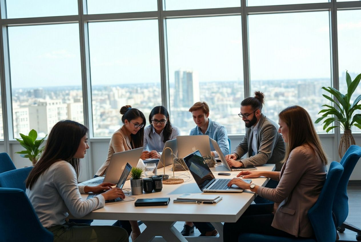 Proven Step Digital senior team collaborating in the office